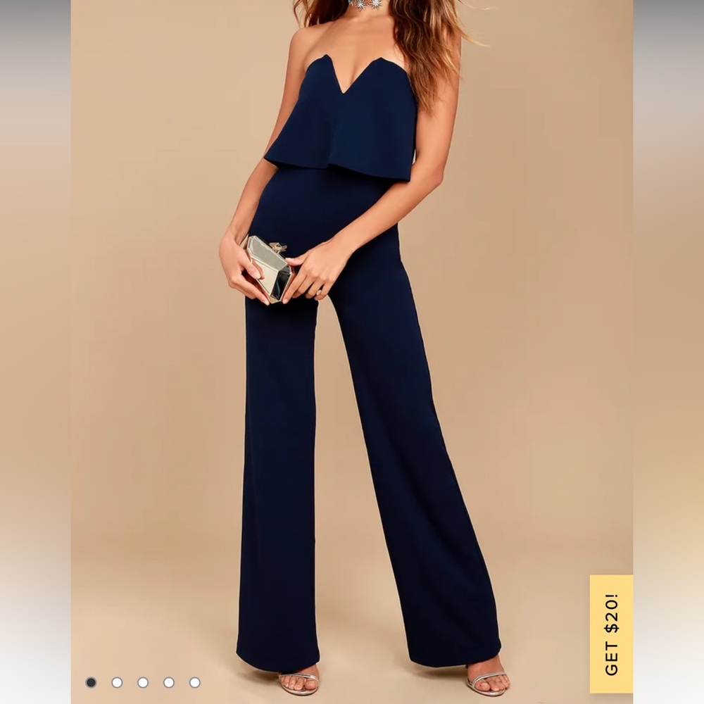 Lulus navy blue strapless jumpsuit size XS LIKE NEW